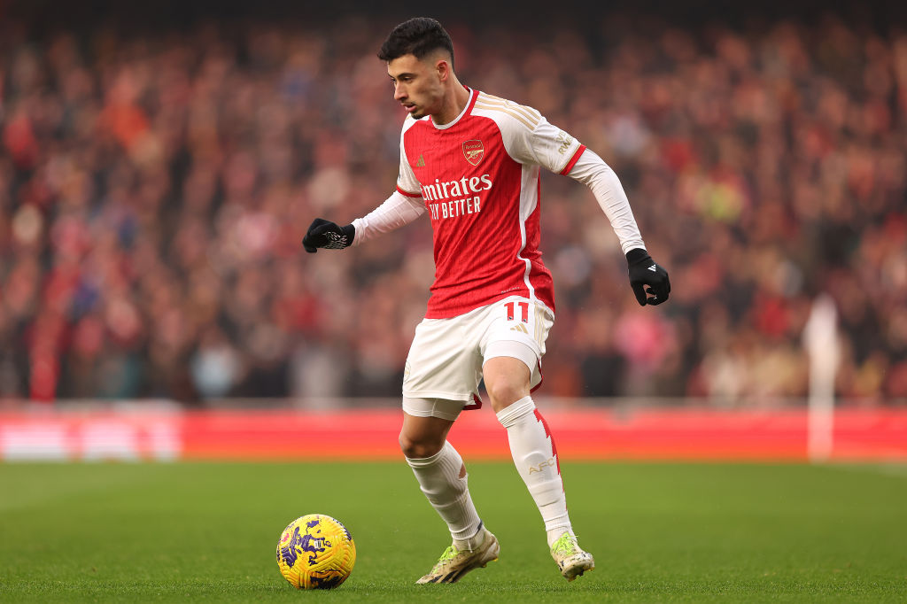 Gabriel Martinelli of Arsenal during the Premier League match between Arsenal FC and Wolverhampton Wanderers at Emirates Stadium on December 02, 2023 in London, England