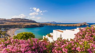 Greece, Rhodes, Lindos, View of bay