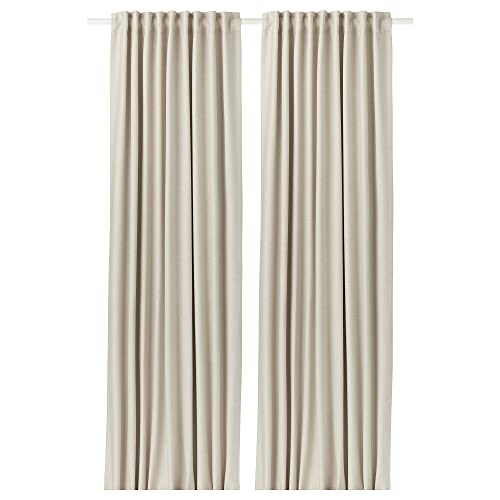 Ikea Vilborg Room Darkening Curtains, 1 Pair, 145x300 Cm, Beige