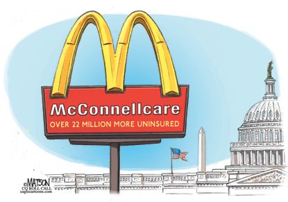 Political cartoon U.S. GOP health care reform Mitch McConnell McDonalds