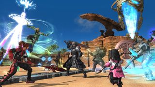 Final Fantasy 14 characters battle in Crystal Conflict mode