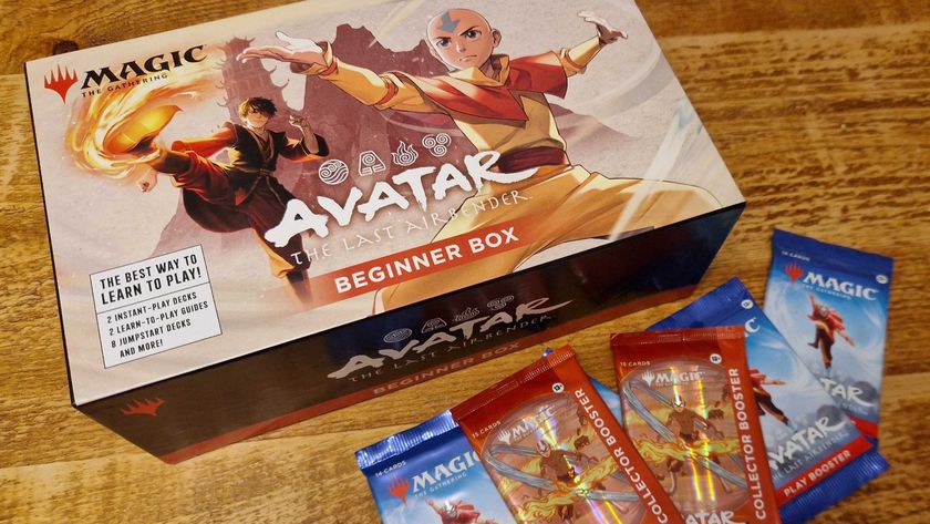 MTG Avatar Beginner Box and Boosters on a wooden surface