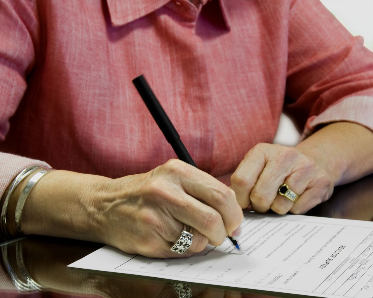 person signing document