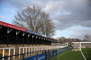  General view inside Hayes Lane Stadium the day before the Vanarama National League match between Bromley FC and at Chorley FC. The Premier League and EFL have postponed matches untill April 3rd due to the Coronavirus Covid-19 pandemic on March 13, 2020 in London, England