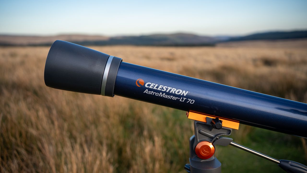 Celestron AstroMaster LT 70AZ in a field