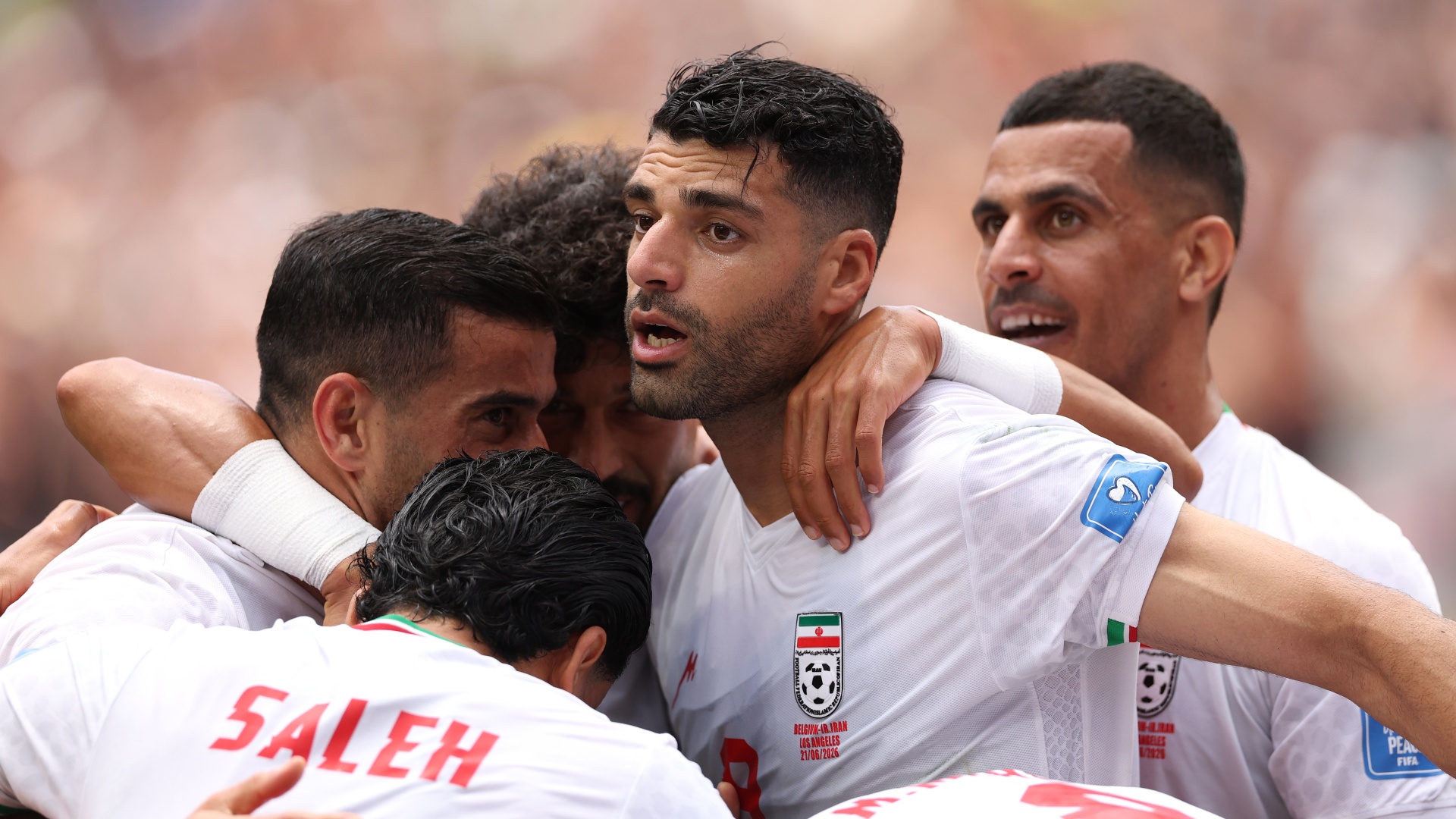 Iran's Mehdi Taremi celebrating with teammates at World Cup 2026
