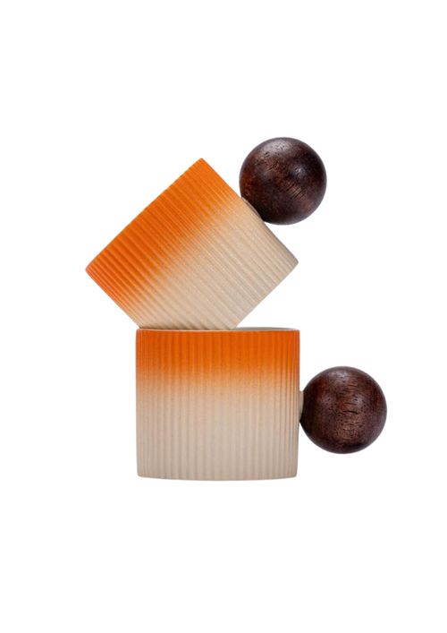 Clasglaz | Small Ceramic Espresso Cups With Round Wooden Handle