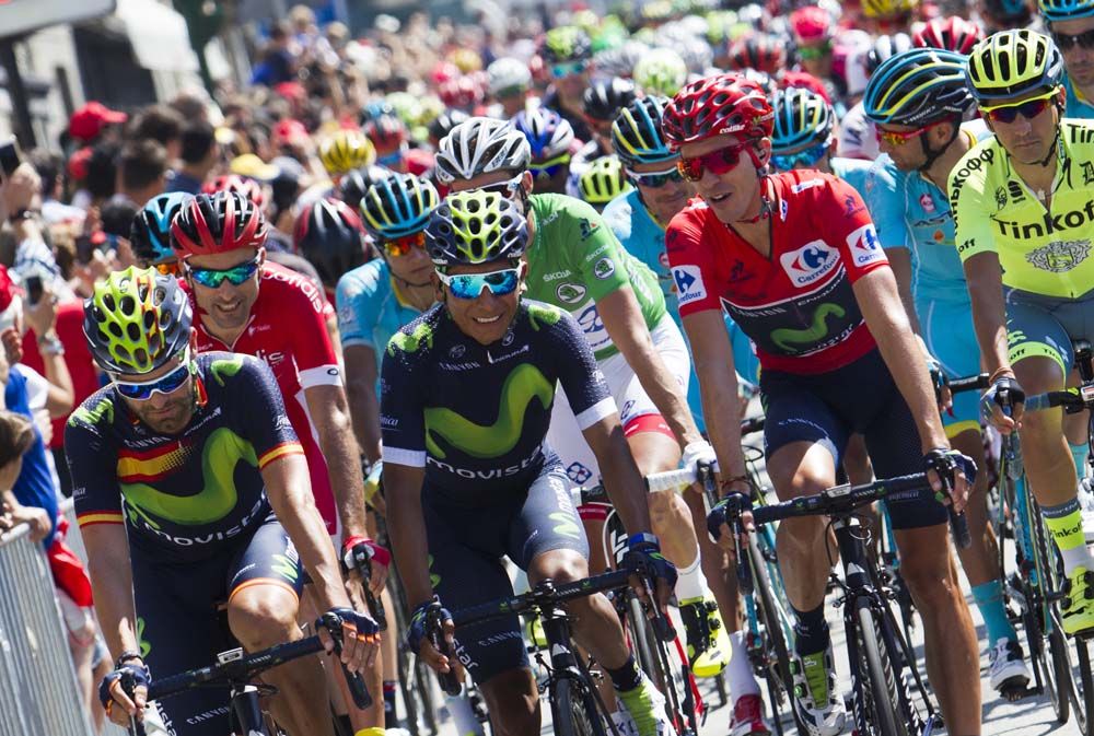 The riders await the start