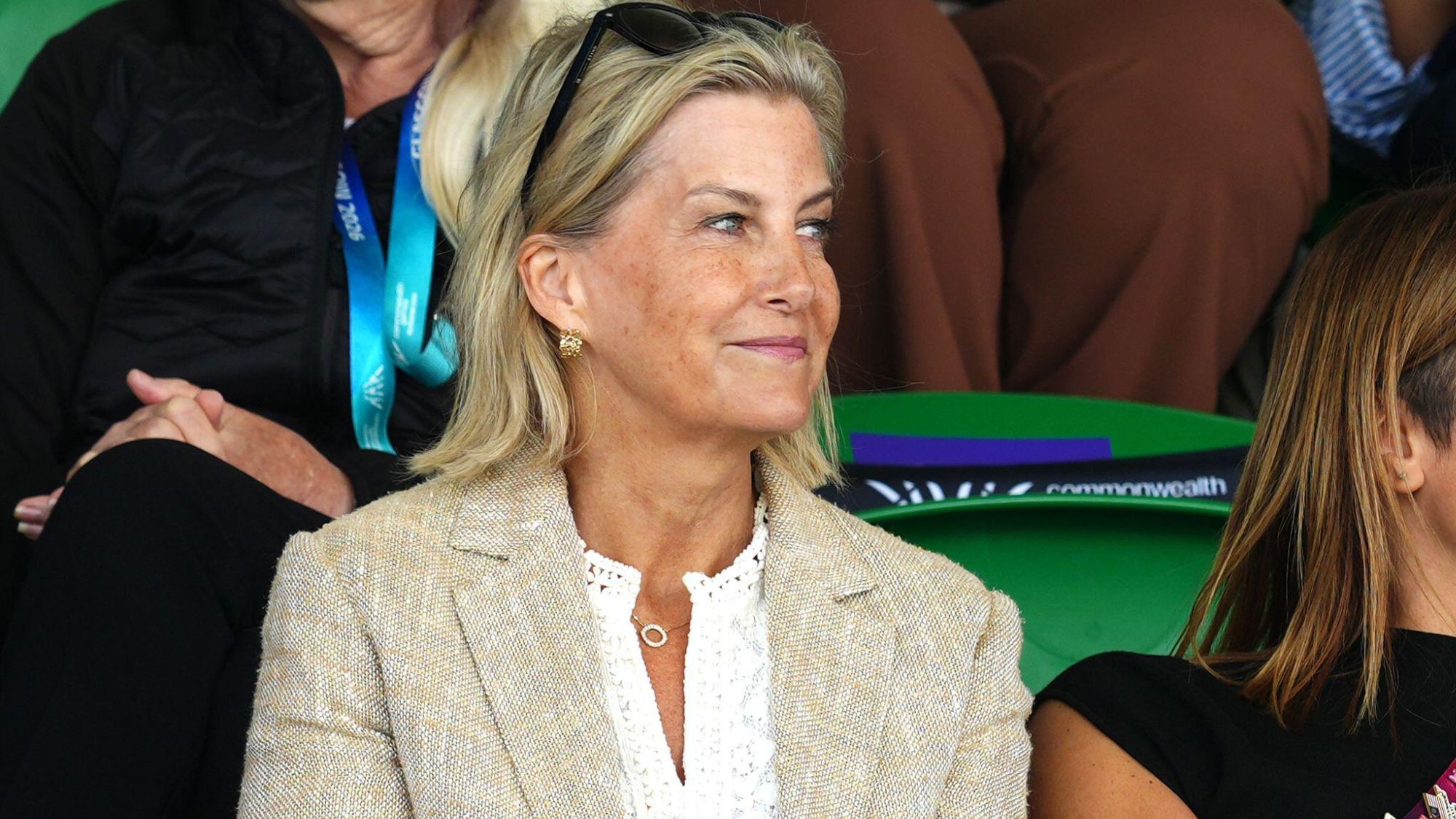 Sophie, Duchess of Edinburgh in the stands at Scotstoun Stadium during day seven of the 2026 Commonwealth Games in Glasgow