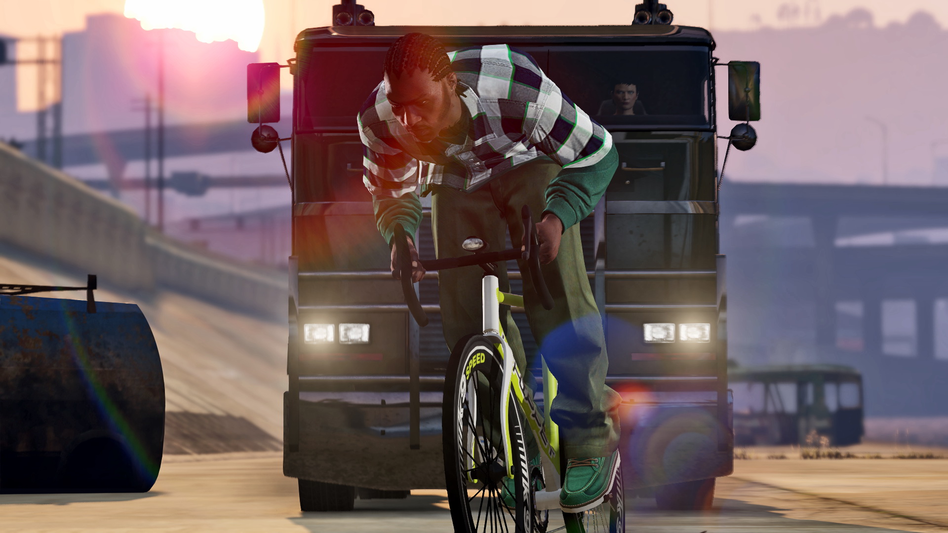 Player riding a bike