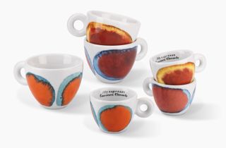 Peach print teacups
