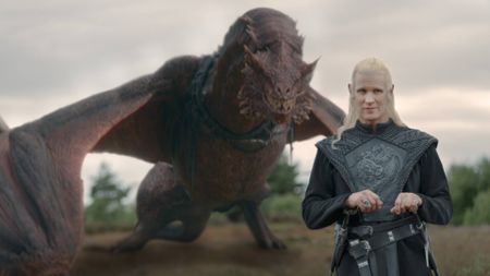 Matt Smith as Daemon Targaryen and Caraxes in House of the Dragon season 3, episode 3