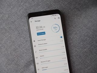 Pixel 4 XL showing the storage page