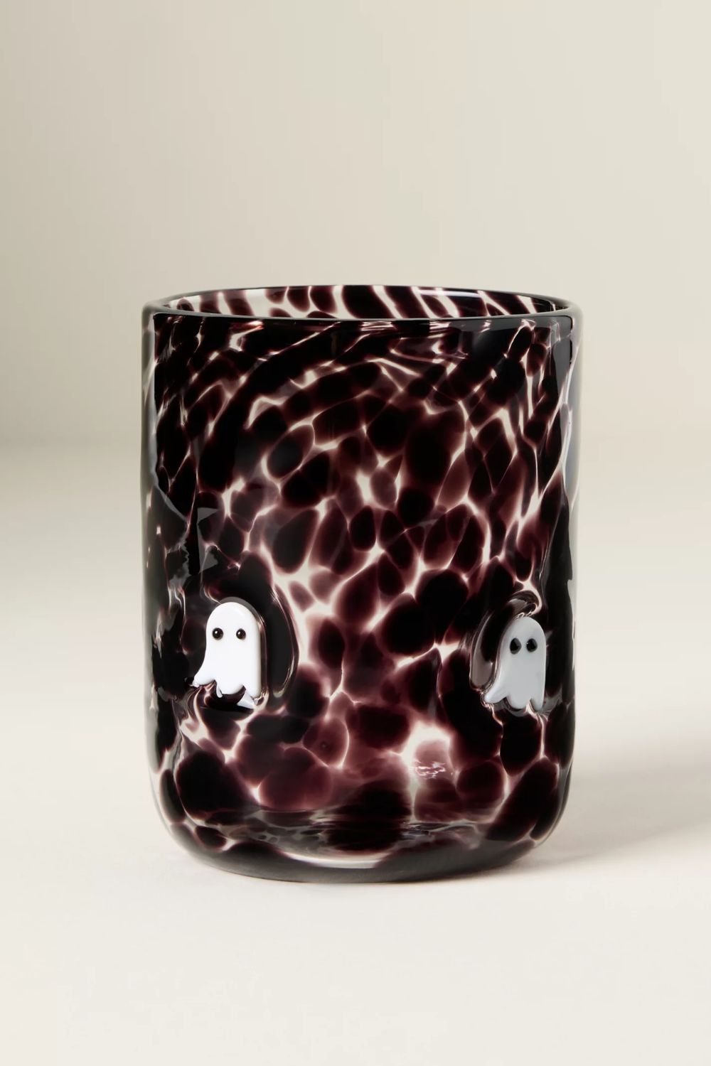 Black and white splatter glass with ghost motif