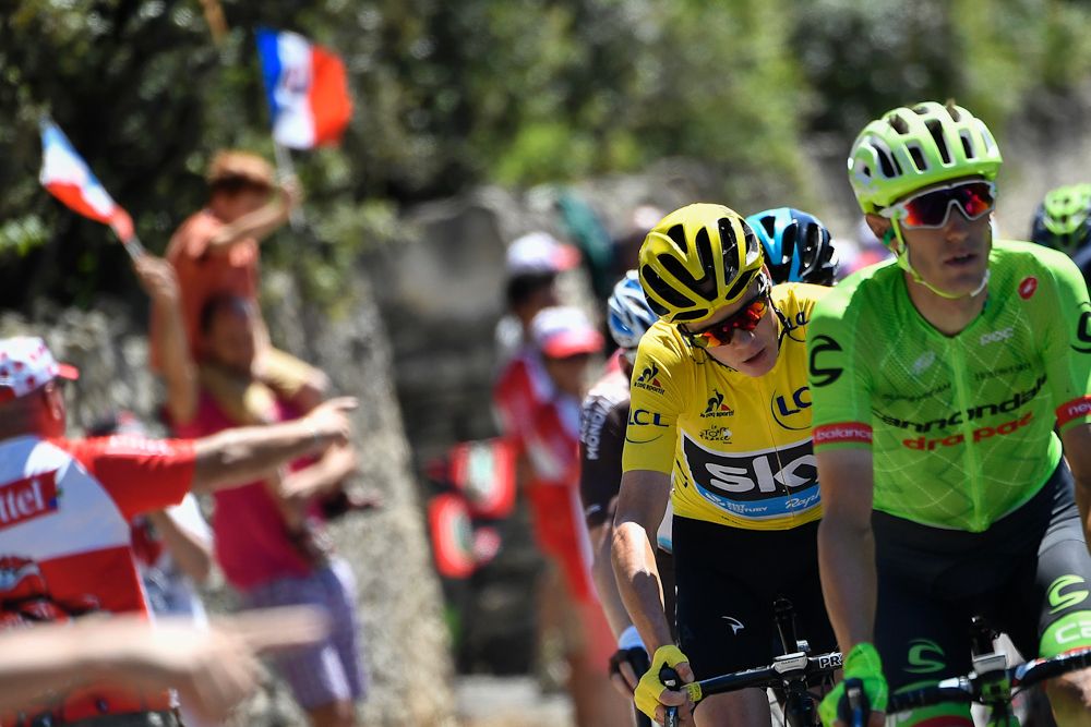 Chris Froome rides in the bunch during stage 12 at the Tour de France.