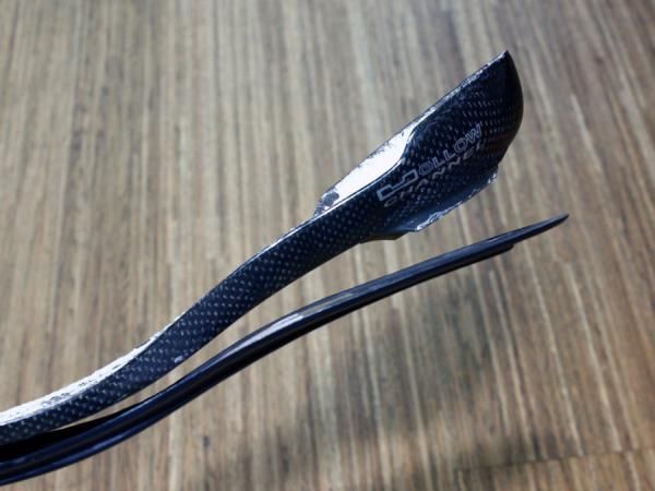 Giro's carbon sole plates are remarkably flat and thin.