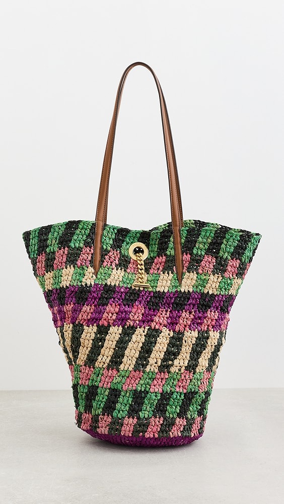 Veronica Beard Striped Raffia Tote Bag