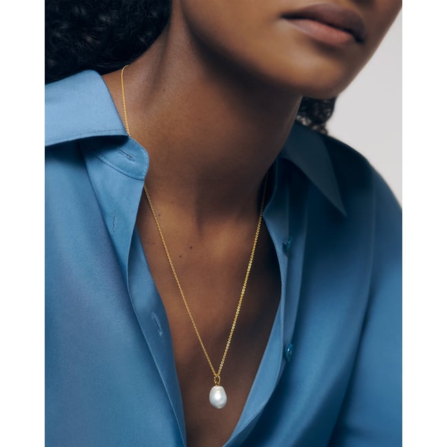 Gold Vermeil Baroque Pearl Pendant - Pearl