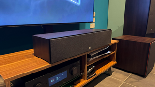 JBL centre speaker close up on a media unit