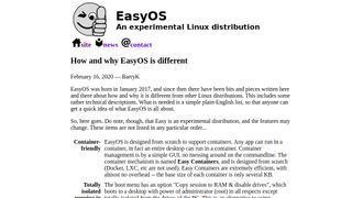 Screnshot der Website von EasyOS' website