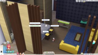 The Sims 4 - An adult Sim interacts with an infant's birhday cake and selects "help blow out candles"