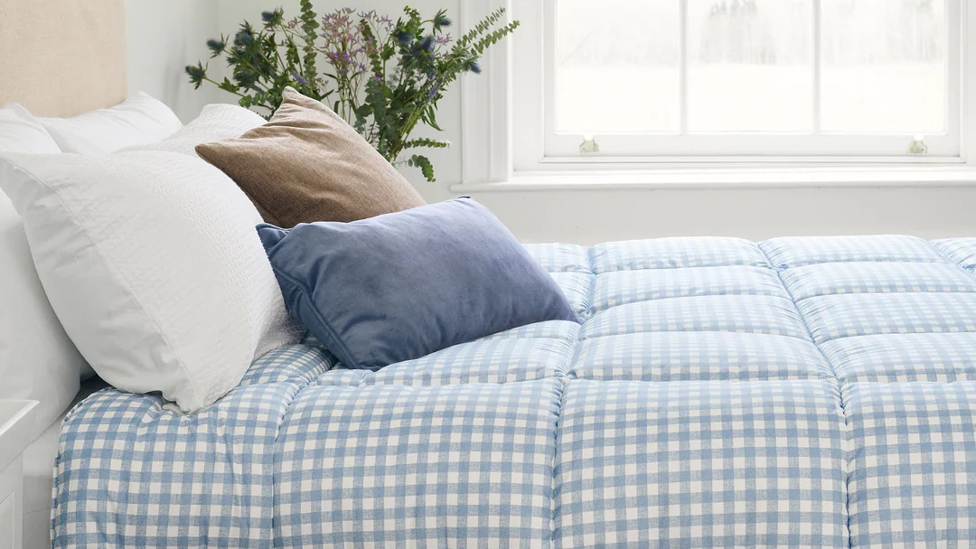 Nightlark blue gingham coverless duvet
