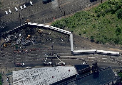 The derailed Amtrak 188 train.