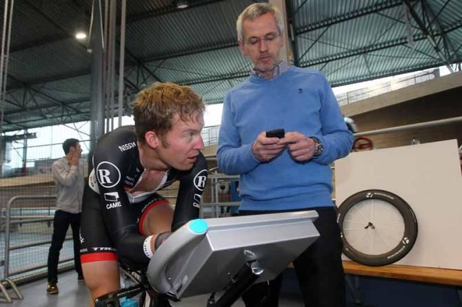 Jan Bakelants (RadioShack Nissan) also stopped by the track for some testing