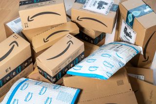 A pile of Amazon Prime parcels