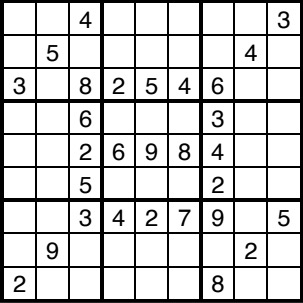 An unsolved sudoku puzzle.
