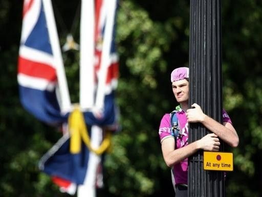 A fan watches in London.