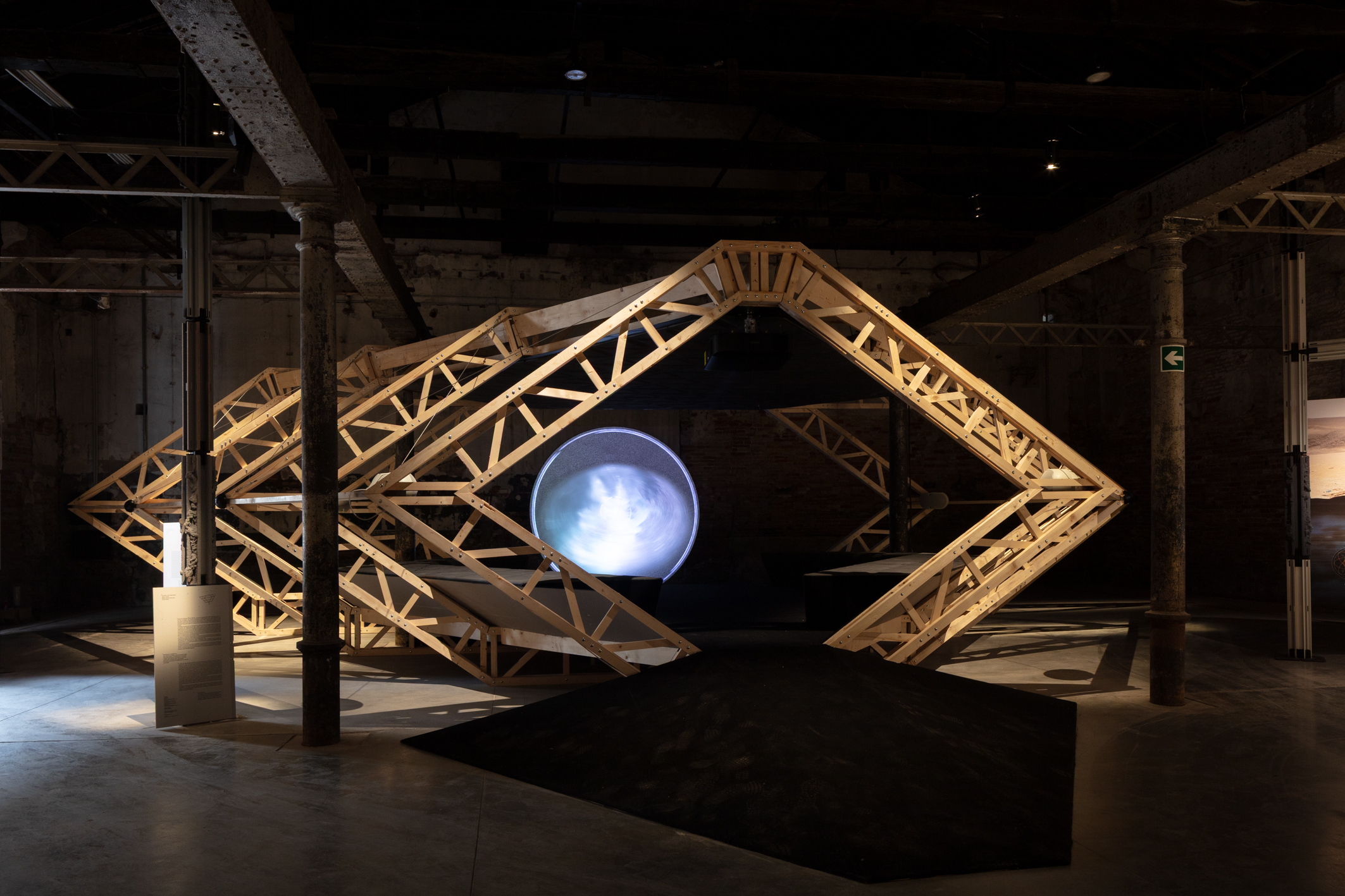 installation views within the arsenale rooms of Intelligens, the main show at venice architecture biennale 2025