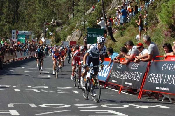 Valverde starts to chase as Froome (far left) looks for an extra gear