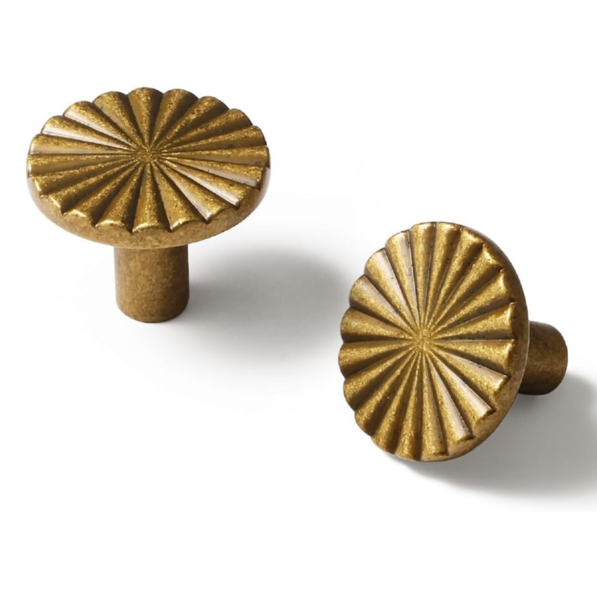 SORWDUERM 2 Pack Antique Brass Cabinet Knobs