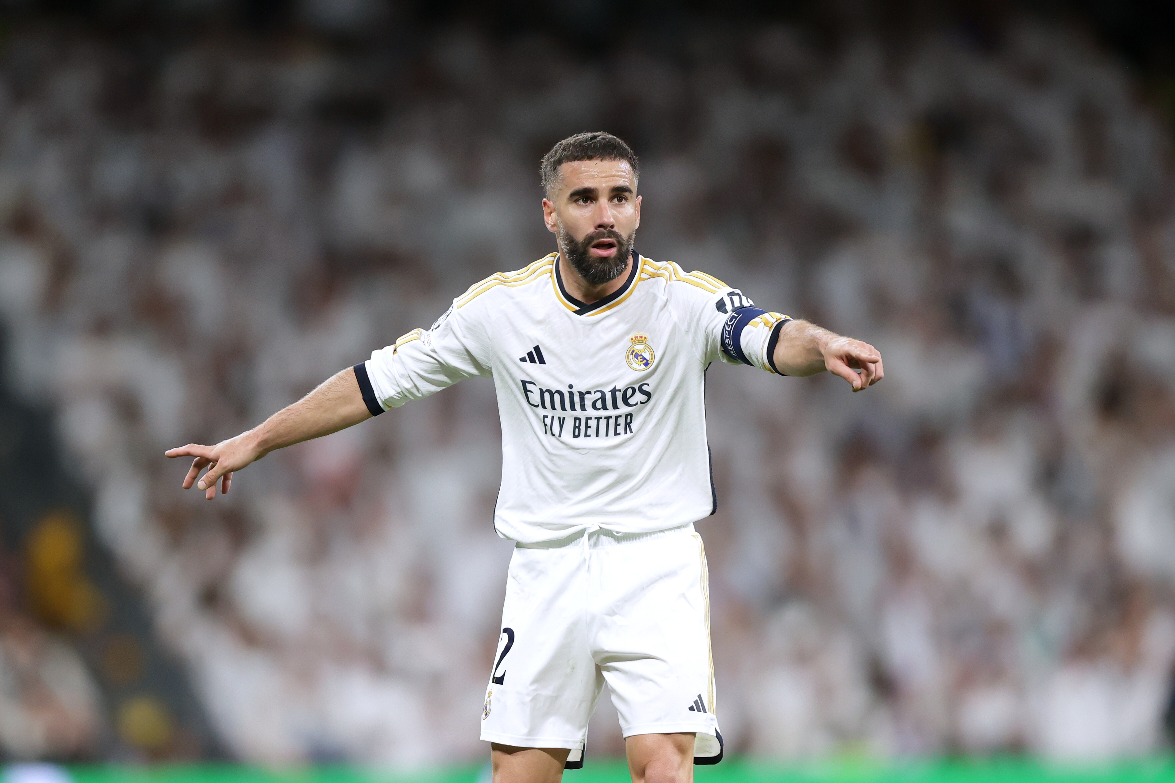 Dani Carvajal in action for Real Madrid against Manchester City in the Champions League in April 2024.