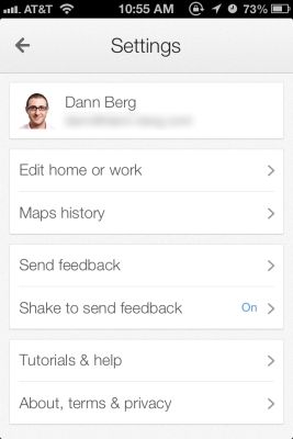 Settings for Google Maps for iOS