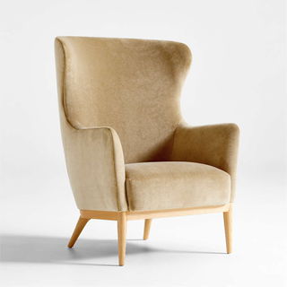 tan velvet wingback accent chair