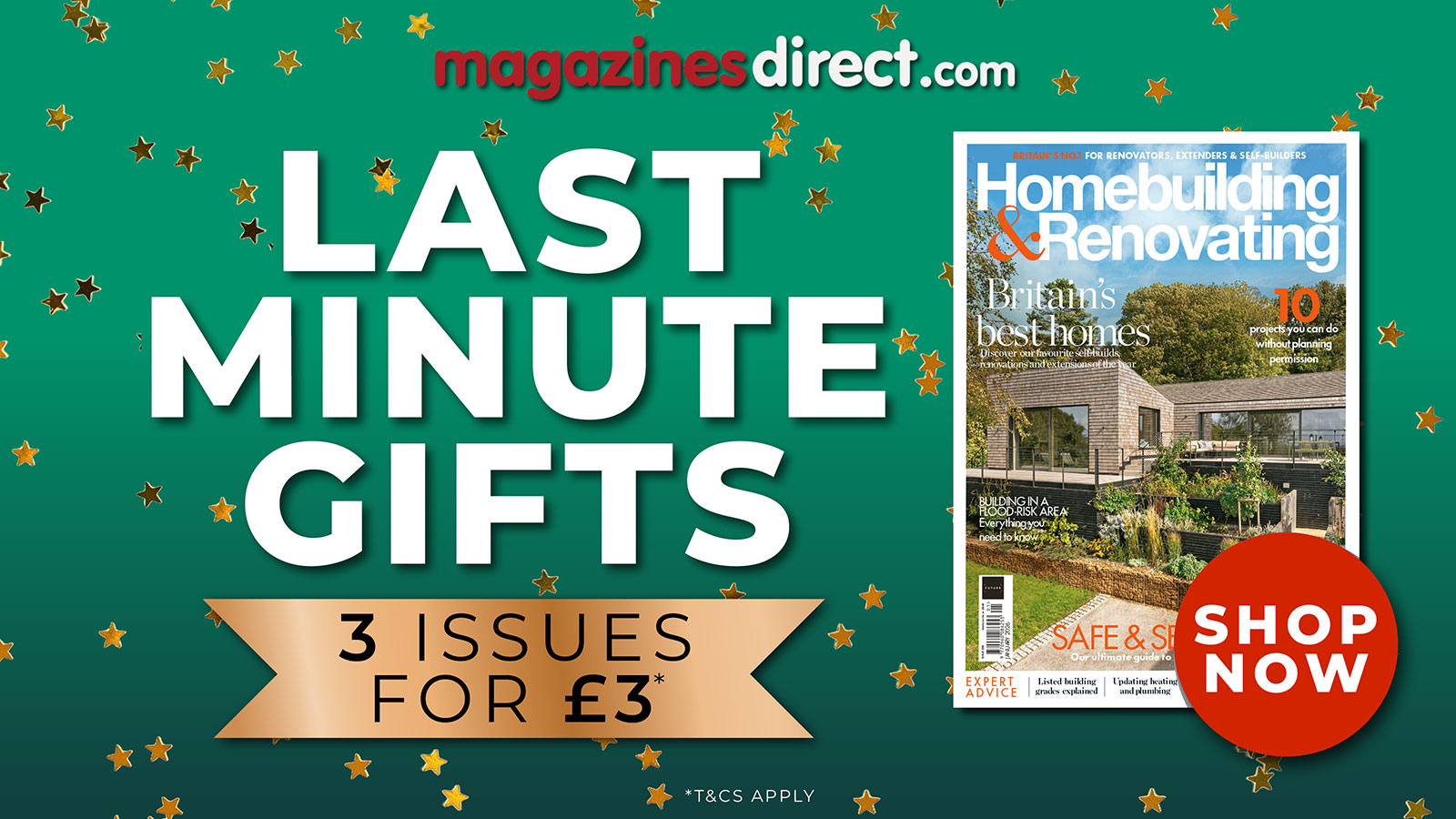 Christmas subscription offer showing a front cover of Homebuilding &amp; Renovating magazine