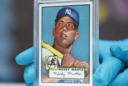 A 1952 Mickey Mantle Topps baseball card.