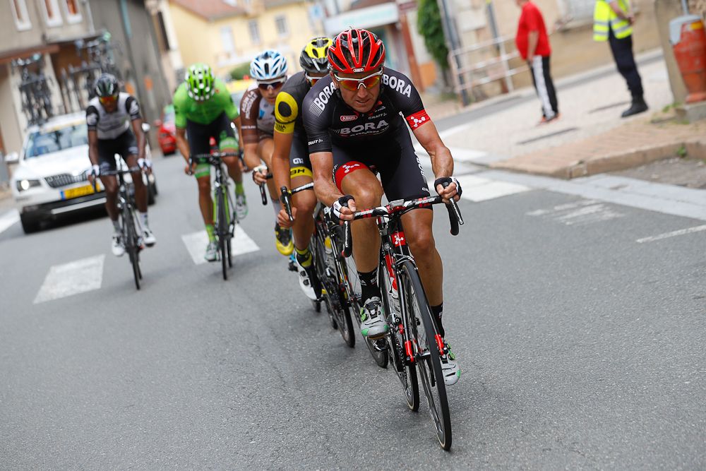 Bartosz Huzarski (Bora - Argon 18) in the breakaway during stage 2 at the Criterium du Dauphine