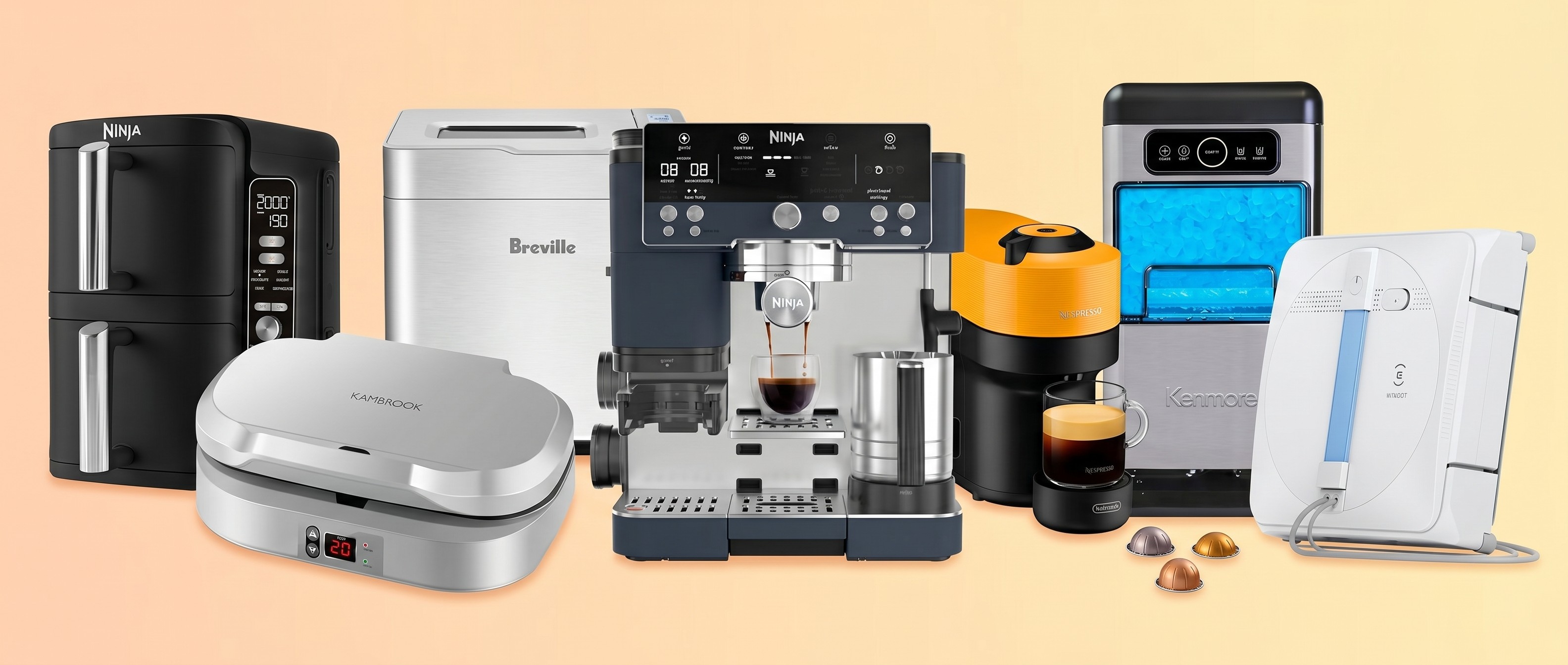 Products on white background