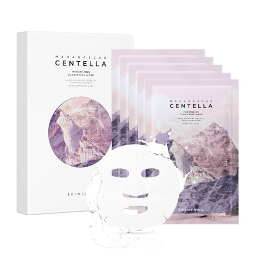 Skin1004 Poremizing Clarifying Mask, Face Mask Skincare for Pore Elasticity, Pore Minimizer for Face, Gentle Exfoliating Sheet Mask for Sebum &amp;amp; Impurities, Korean Skin Care, 0.77 Fl Oz / 23ml * 5ea