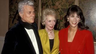 Actor Tony Curtis, actress Janet Leigh and actress Jamie Lee Curtis attend the American Women in Radio & Television - Southern California Chapter's 36th Annual Genii Awards on May 30, 1991 at Beverly Hills Hotel in Beverly Hills, California.