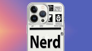 An iPhone case with the word nerd written on it