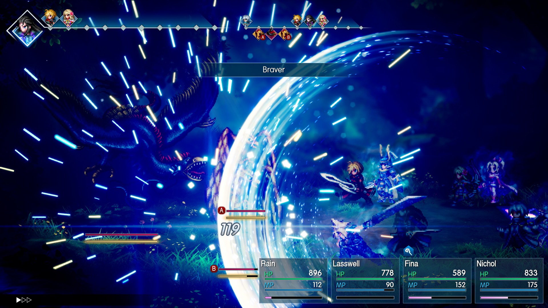 Cloud Strife from FF7 is summoned to use a Braver attack in Final Fantasy Resonance