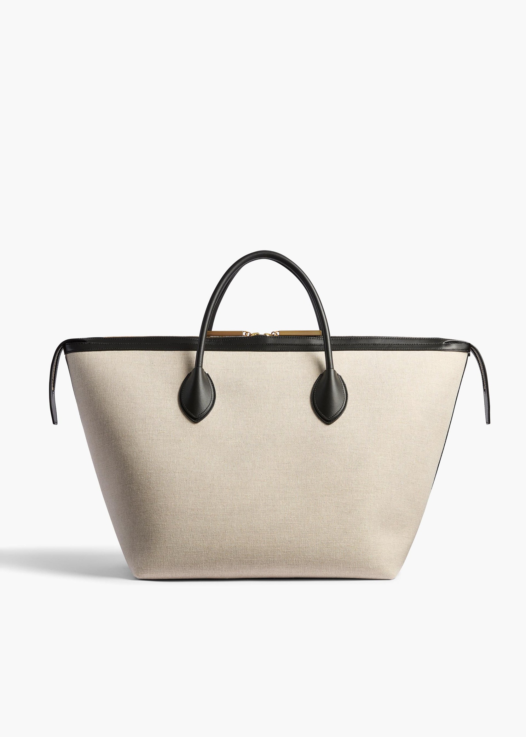 Kasia Tote in Black Leather and Natural Canvas - O/s / Black / Natural / 70%canvas(35%li,24%co,41%pu),30%calfskin