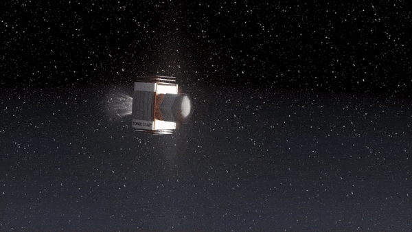 a small spacecraft expands to form an octagonal heat shield as it enters Earth's atmosphere