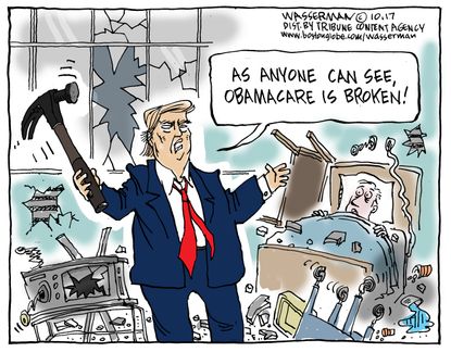 Political cartoon U.S. Trump Obamacare