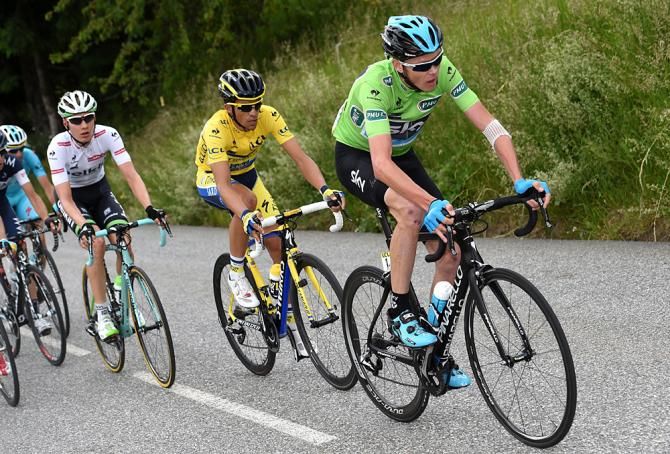 Alberto Contador (Tinkoff Saxo) follows Chris Froome (Sky) up the final climb