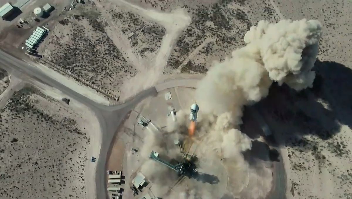 Blue Origin's first upgraded New Shepard rocket and crew capsule launches on an uncrewed suborbital flight from the company's West Texas test site on Jan. 14, 2021.